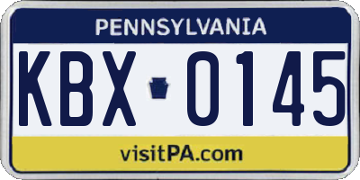 PA license plate KBX0145