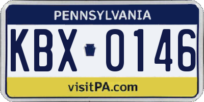 PA license plate KBX0146