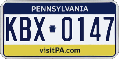 PA license plate KBX0147