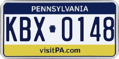 PA license plate KBX0148