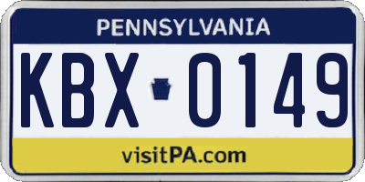PA license plate KBX0149