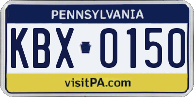 PA license plate KBX0150