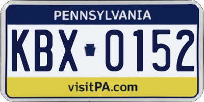 PA license plate KBX0152