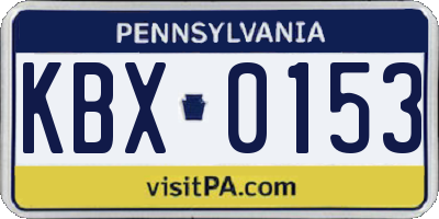 PA license plate KBX0153