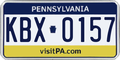 PA license plate KBX0157