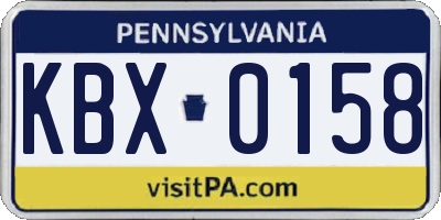 PA license plate KBX0158