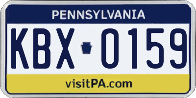 PA license plate KBX0159