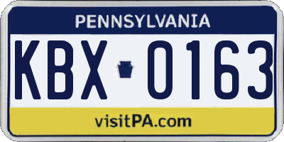 PA license plate KBX0163
