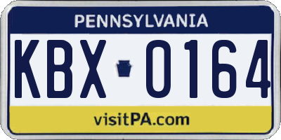 PA license plate KBX0164