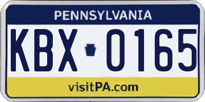 PA license plate KBX0165