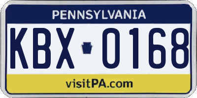 PA license plate KBX0168