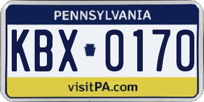 PA license plate KBX0170