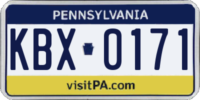 PA license plate KBX0171