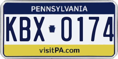 PA license plate KBX0174