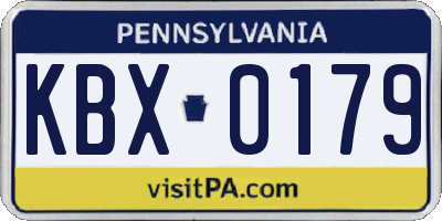 PA license plate KBX0179