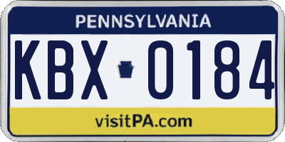 PA license plate KBX0184