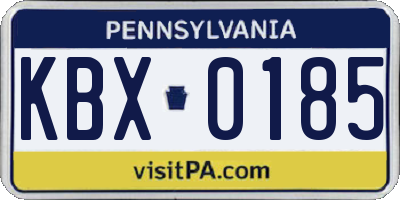 PA license plate KBX0185