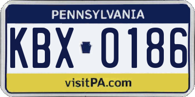 PA license plate KBX0186
