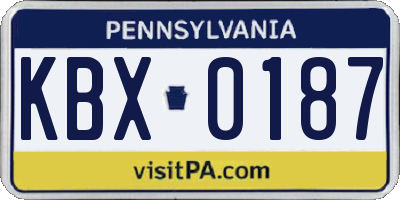 PA license plate KBX0187