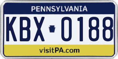 PA license plate KBX0188