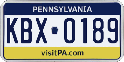 PA license plate KBX0189