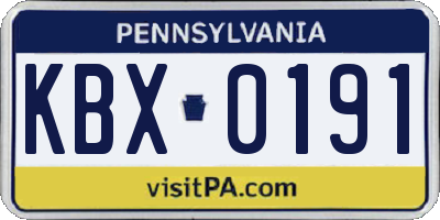 PA license plate KBX0191