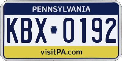 PA license plate KBX0192