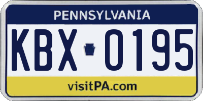 PA license plate KBX0195