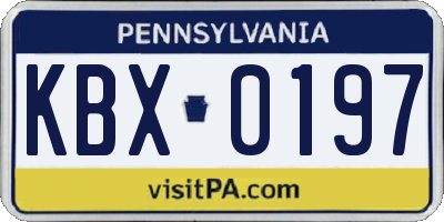 PA license plate KBX0197