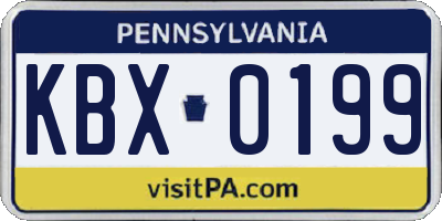 PA license plate KBX0199