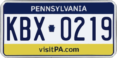 PA license plate KBX0219