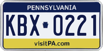 PA license plate KBX0221