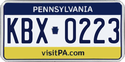 PA license plate KBX0223