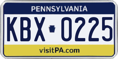 PA license plate KBX0225