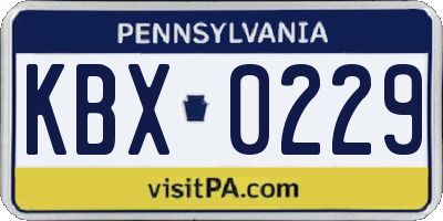 PA license plate KBX0229