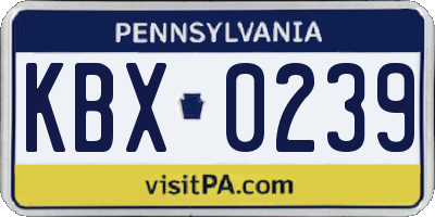 PA license plate KBX0239