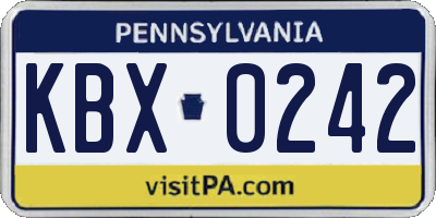 PA license plate KBX0242