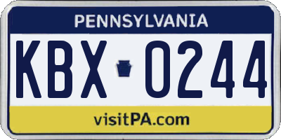 PA license plate KBX0244