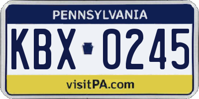 PA license plate KBX0245
