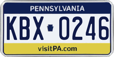 PA license plate KBX0246