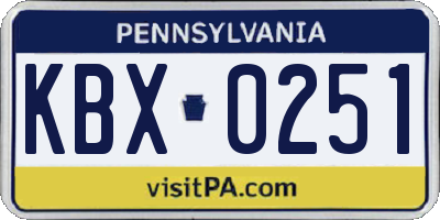 PA license plate KBX0251