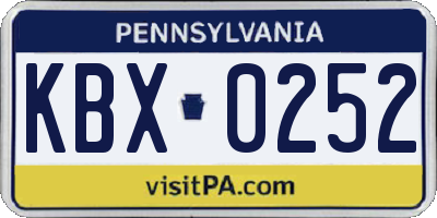 PA license plate KBX0252
