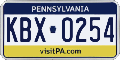 PA license plate KBX0254