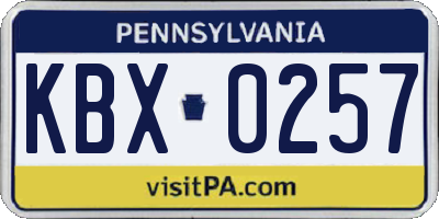 PA license plate KBX0257