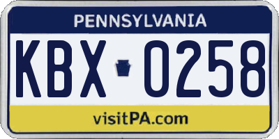 PA license plate KBX0258
