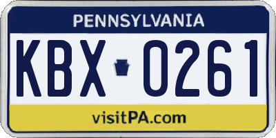 PA license plate KBX0261