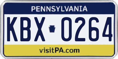 PA license plate KBX0264