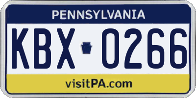PA license plate KBX0266