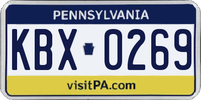 PA license plate KBX0269