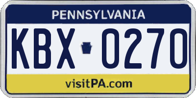 PA license plate KBX0270